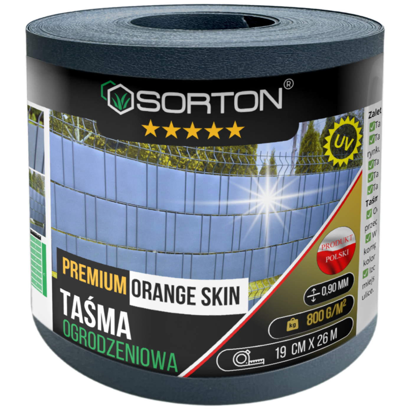 Taśma Panelowa PREMIUM Ogrodzeniowa Na Ogrodzenie 19cm x 26m Orange Skin
